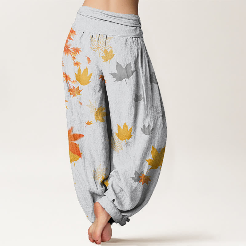 Maple Leaf Pattern Women's Elastic Waist Harem Pants