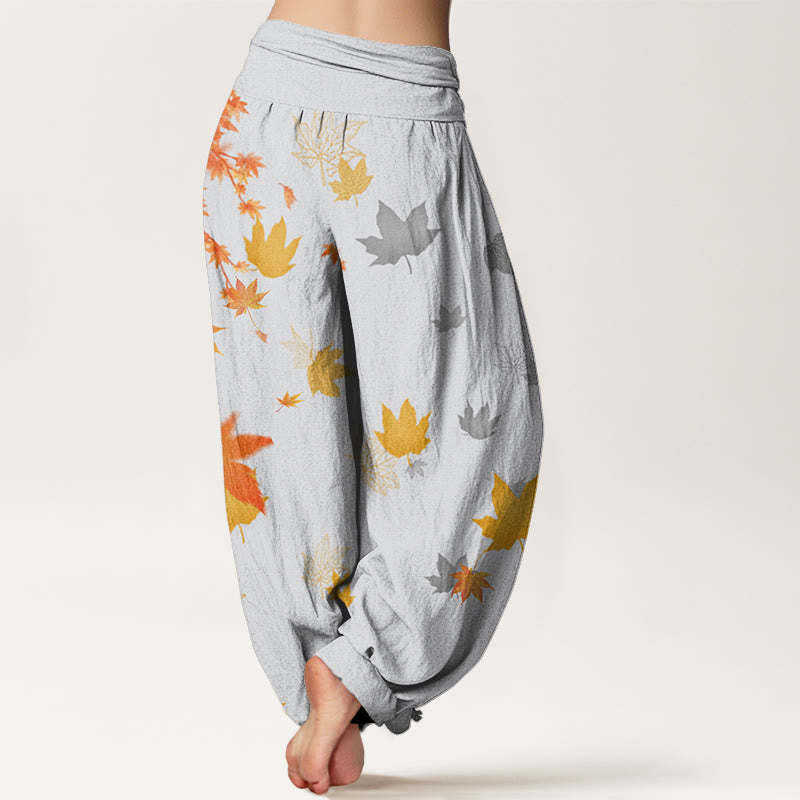Maple Leaf Pattern Women's Elastic Waist Harem Pants