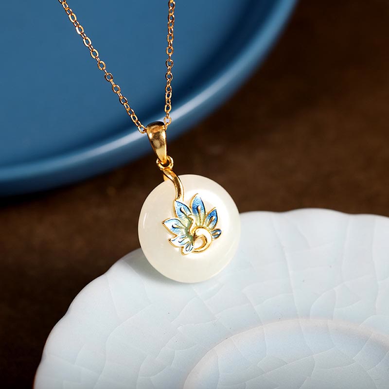 925 Sterling Silver Natural Hetian White Jade Peacock Blessing Necklace Pendant Ring Earrings Set