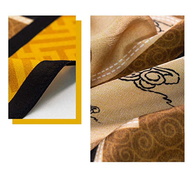 Jungle Oil Painting Auspicious Clouds 100% Mulberry Silk Scarf Premium Grade 6A Double-sided Silk Neck Scarf