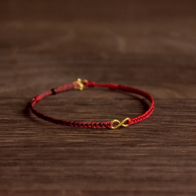 999 Gold Endless Knot Infinity Handmade Luck Rope Bracelet