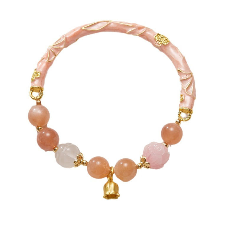 Sun Stone Golden Silk Jade Lily of the Valley Charm Positive Bracelet Bangle