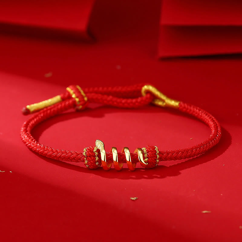 925 Sterling Silver Year Of Snake Red String Protection Braided Bracelet