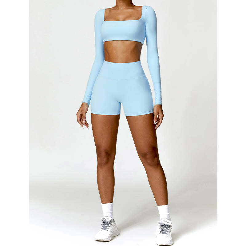 Gym Sports Yoga Backless Bra Crop Tank Top Shorts