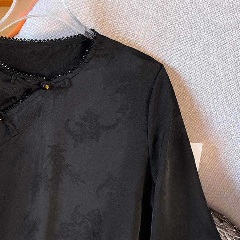 Retro Embroidery Design Long Sleeve Women's Shirt