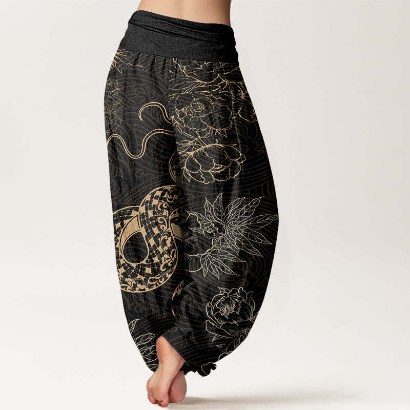 Snake Lotus Women's Elastic Waist Harem Pants