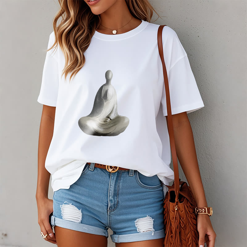 Gray Formless mystic zen Pattern Cotton Tee T-shirt