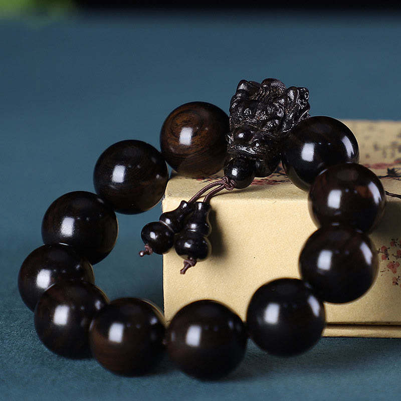 Rosewood Green Sandalwood Small Leaf Red Sandalwood Agarwood Dragon Carved Protection Bracelet