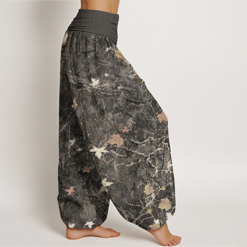 Maple Leaf Pattern Women's Elastic Waist Harem Pants