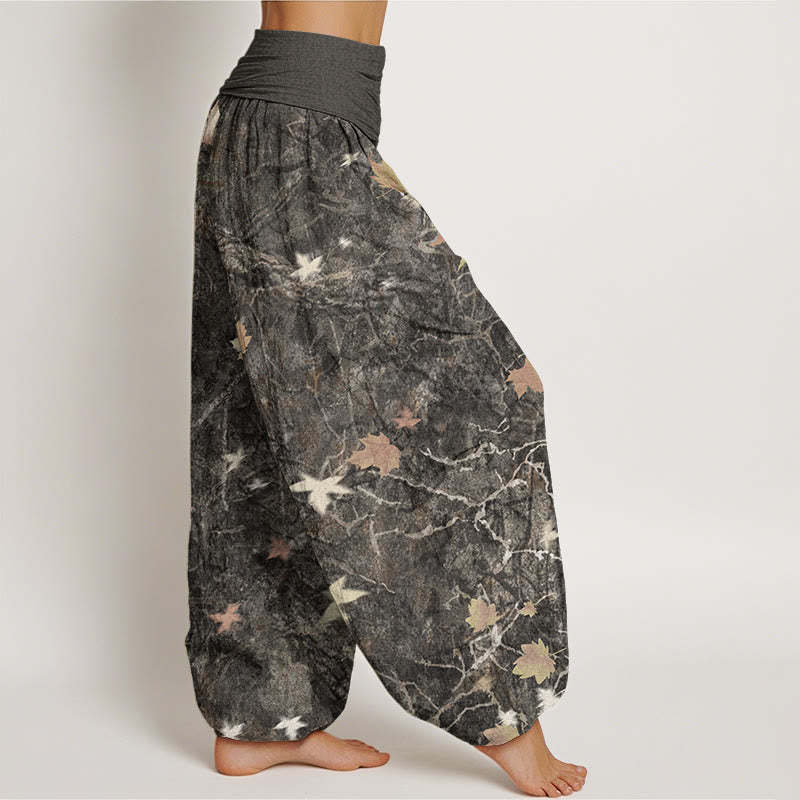 Maple Leaf Pattern Women's Elastic Waist Harem Pants