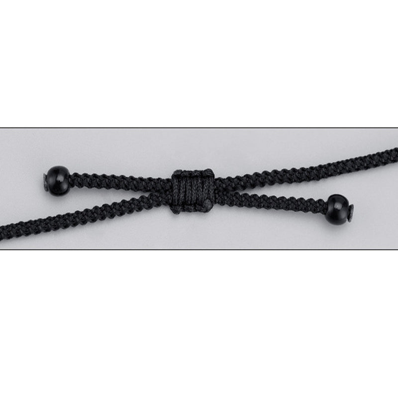 999 Sterling Silver Nine-Eye Dzi Bead Pattern Protection Rope Necklace Pendant