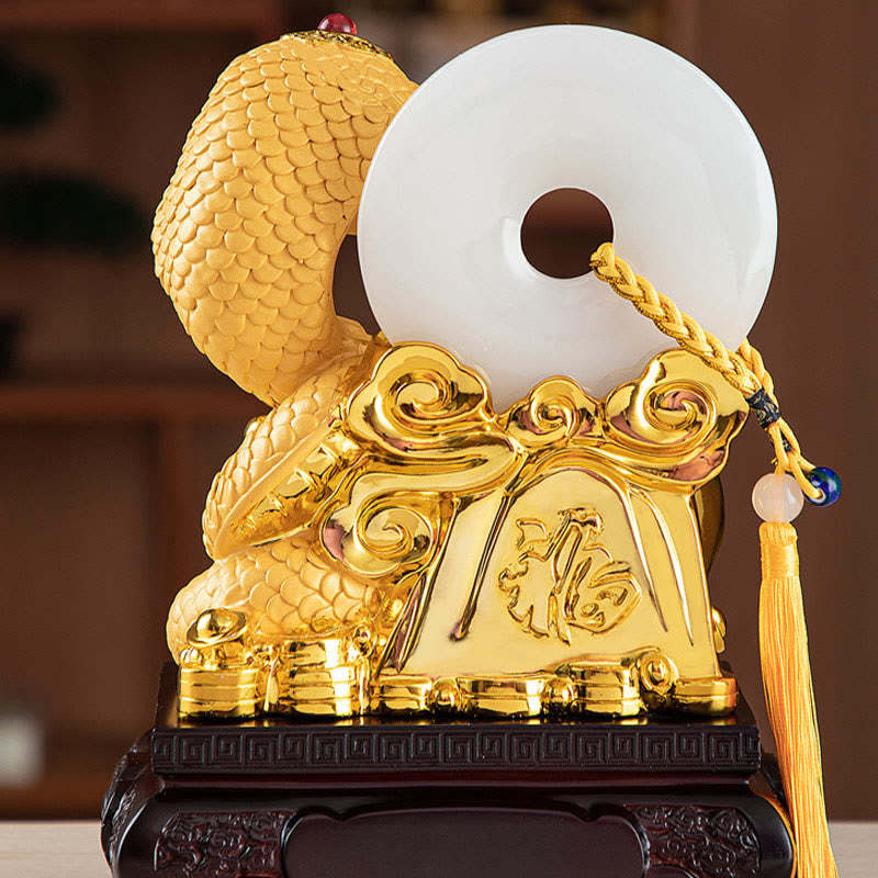 Year of the Snake Fu Character Peace Buckle Peace and Happiness Resin Home Statue Decoration