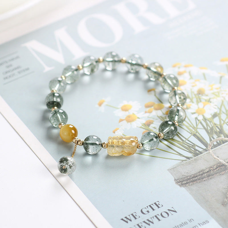 Green Phantom Citrine PiXiu Confidence Bracelet