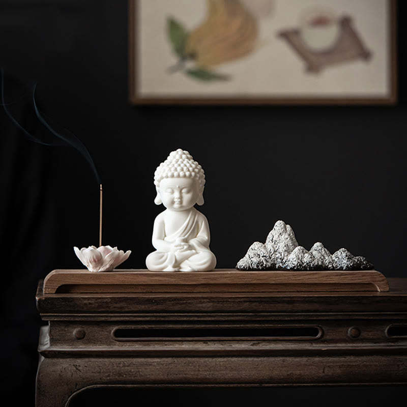 Lotus Flower Tathagata Kwan Yin Avalokitesvara Ksitigarbha Meditation Ceramic Stick Incense Burner Decoration
