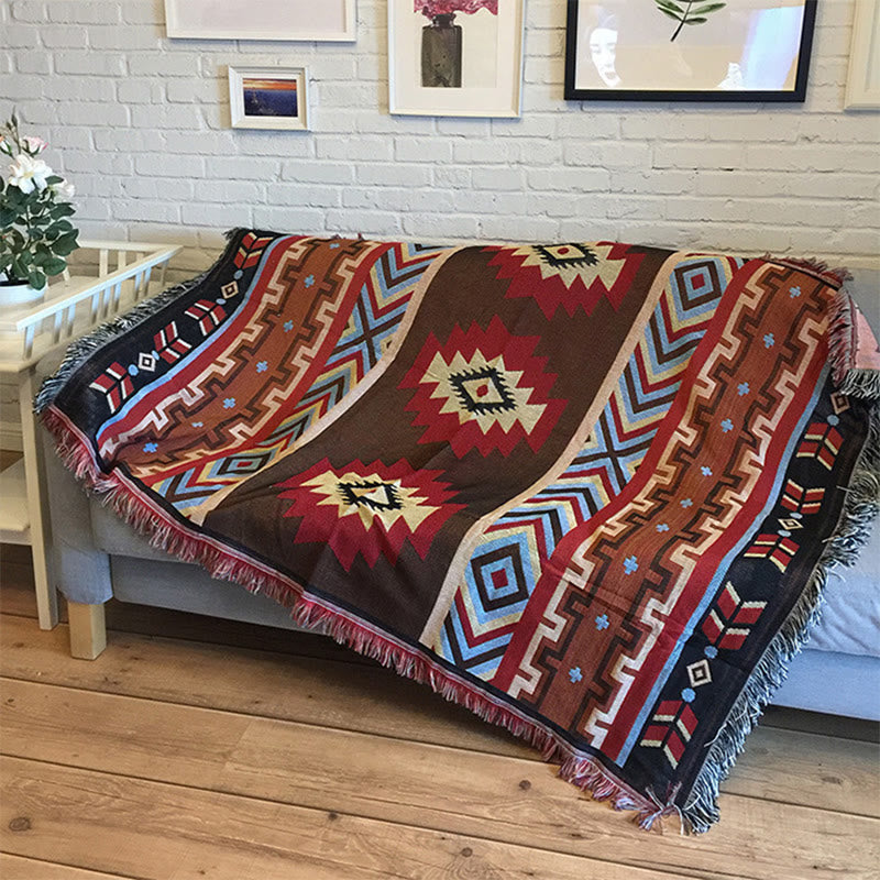 Tibetan Geometric Hand-Dyed Craftsman Blanket