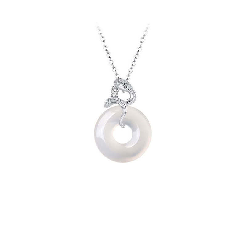 925 Sterling Silver Chalcedony Peace Buckle Year Of The Snake Harmony Necklace Pendant