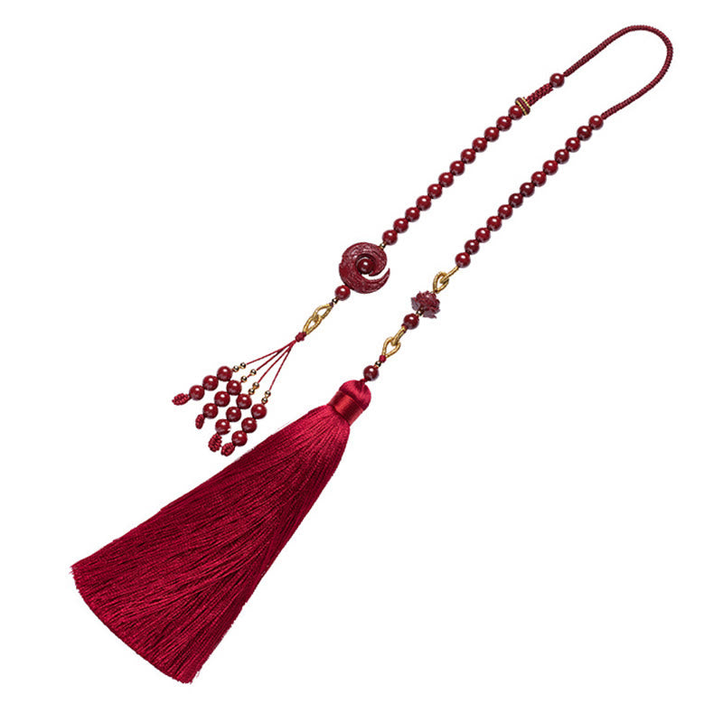 One's Luck Improves Design Patern Natural Cinnabar Lotus Blessing Car Hanging Decoration