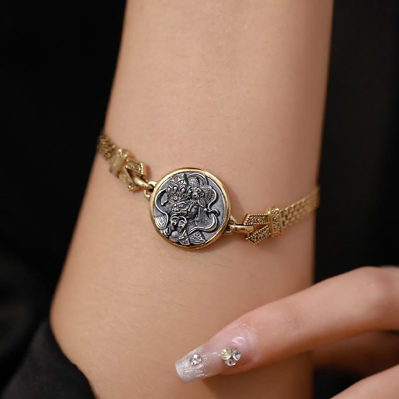 Tibetan 925 Sterling Silver Zakiram Goddess of Wealth Blessing Protection Bracelet