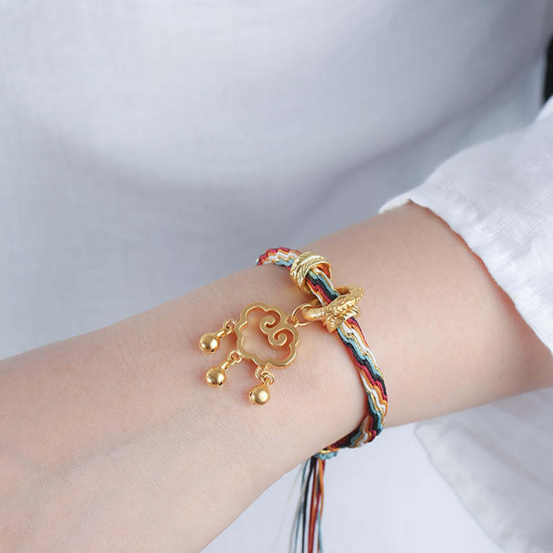 Handmade Dunhuang Color Deer Auspicious Cloud Peace Lock Bell Healing Reincarnation Knot Bracelet