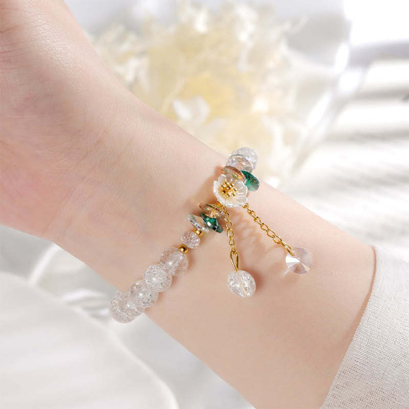 Simple Design Flower Charm Glass Bead Bracelet