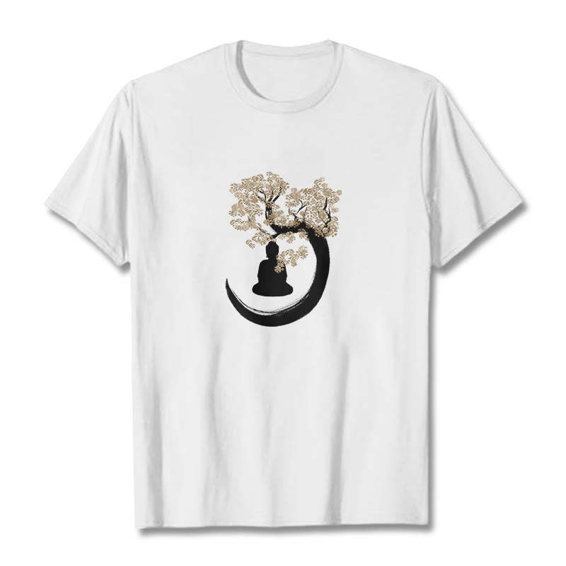 mystic zen Sitting Under The Tree Cotton Tee T-shirt
