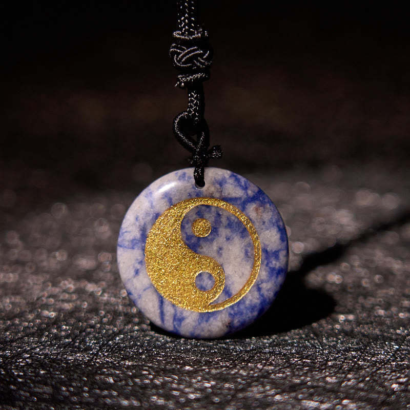 Various Crystal Amethyst Tiger Eye Green Aventurine Yin Yang Spiritual Necklace Pendant