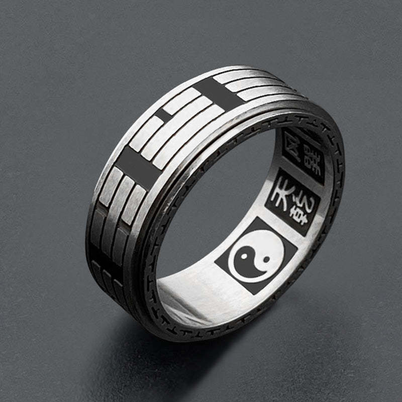 Bagua Yin Yang Titanium Steel Balance Rotatable Ring