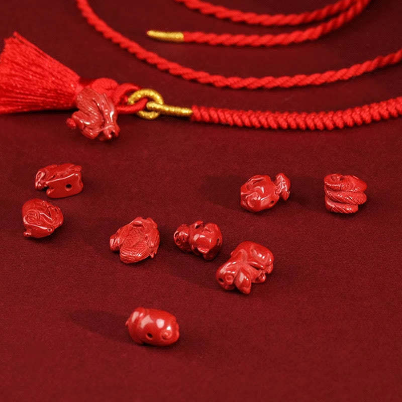 Natural Cinnabar Dragon Blessing Red String Belly Chain