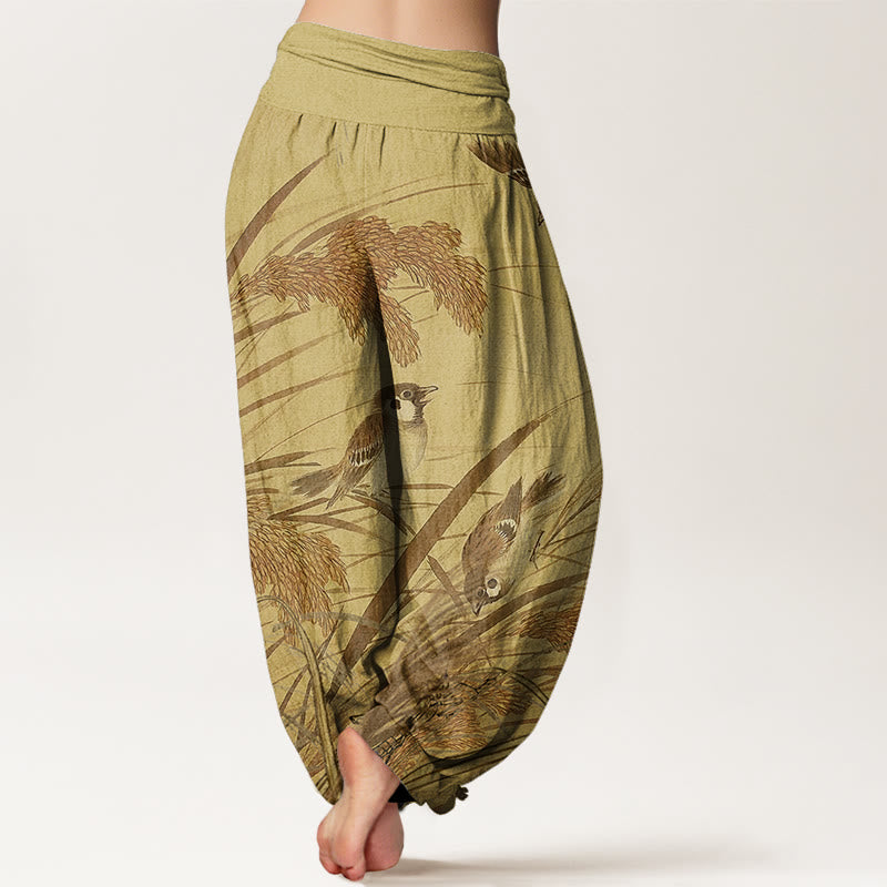 Casual Sparrow Rice Ear Women's Elastic Waist Harem Pants