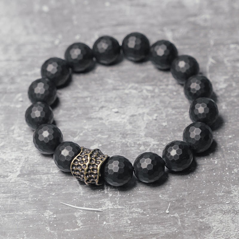 Matte Frosting Black Onyx Copper Brass Protection Bracelet