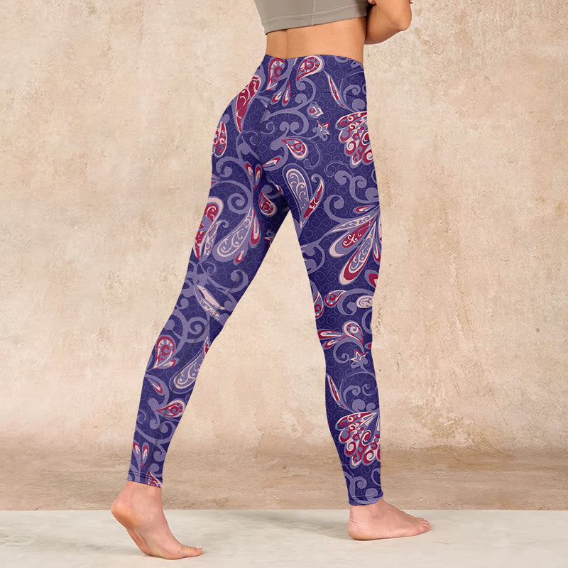 Purple Flower Petals Print Gym Fitness Leggings Women's Yoga Pants