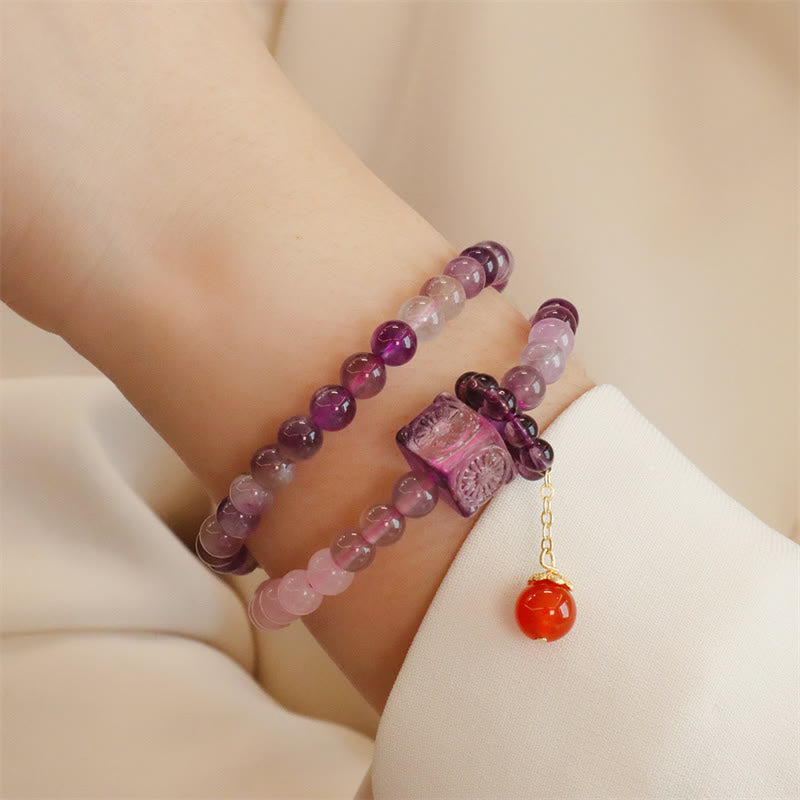 Natural Amethyst Citrine Positive Transformation Double Wrap Bracelet