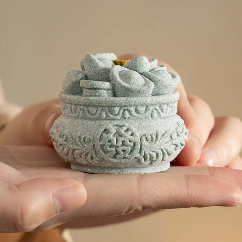 Chinese Character Fu Ingots Healing Incense Burner Desk Decoration
