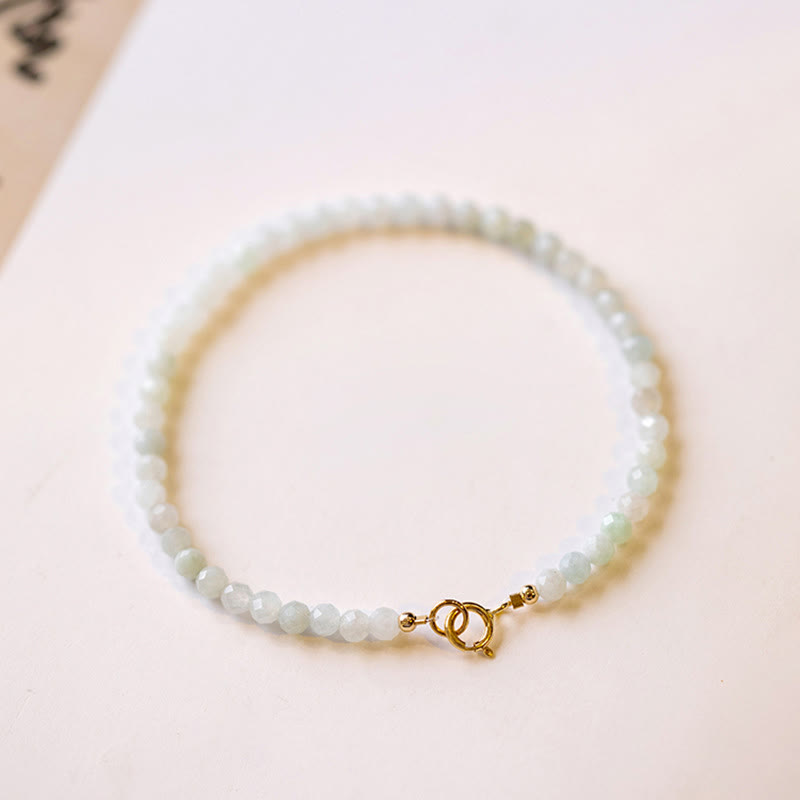 2mm Jade Ultra-thin Beads 14k Gold Plated Copper Luck Bracelet