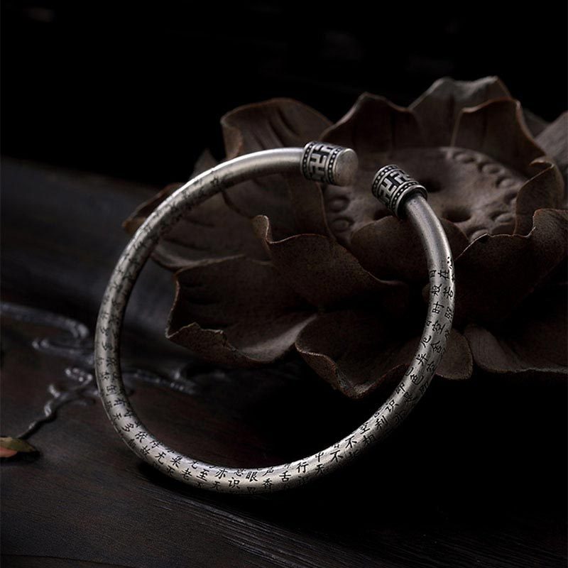 Tibetan Heart Sutra White Copper Luck Bracelet