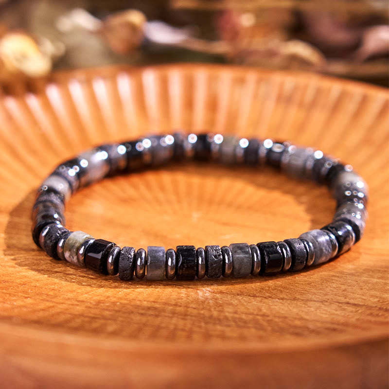 Hematite Turquoise Lazurite Lava Rock Black Glitter Stone Support Bracelet
