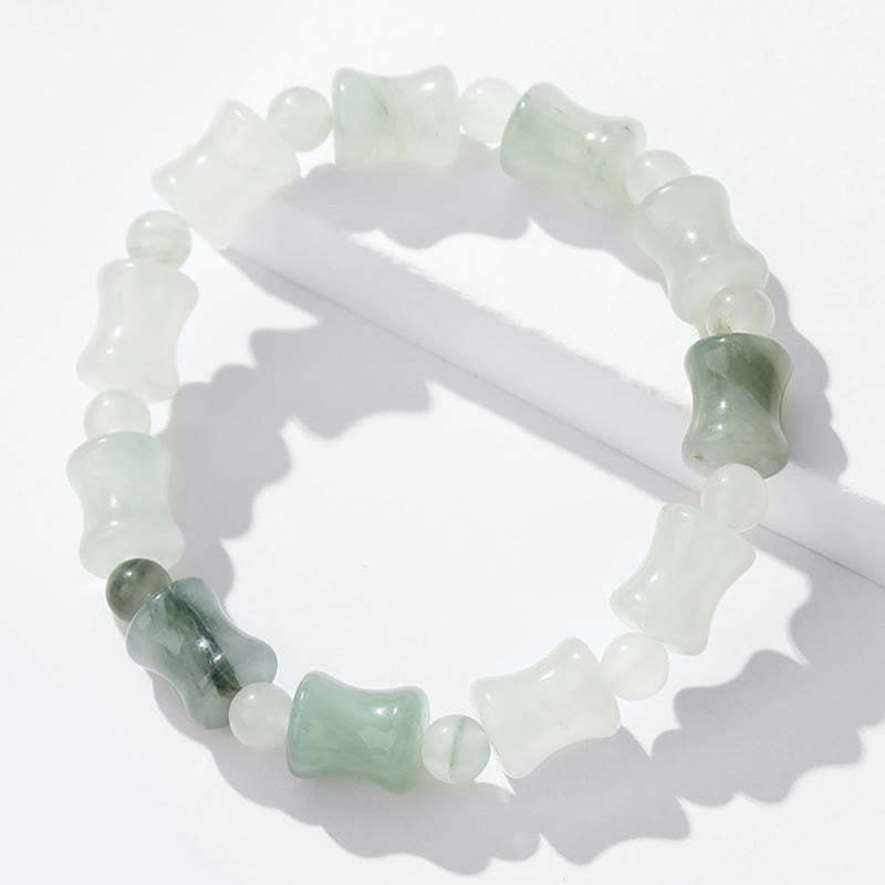 Jade Coconut Shell Bamboo Pattern Abundance Luck Bracelet