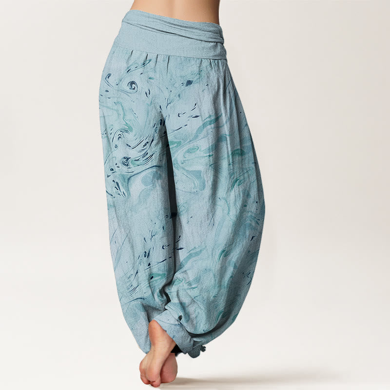 Flow Wind Pattern Women's Elastic Waist Harem Pants