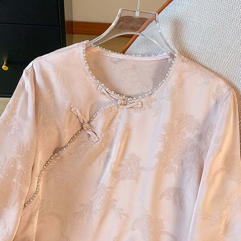 Retro Embroidery Design Long Sleeve Women's Shirt