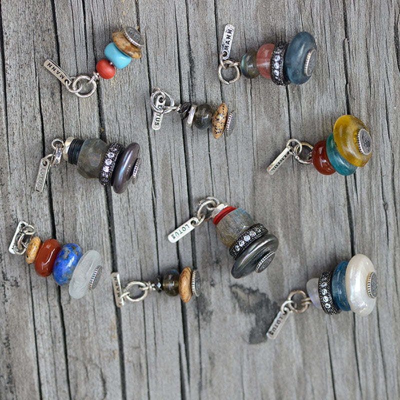 Zen Cairn Labradorite Various Crystals Calm Pendant Necklace