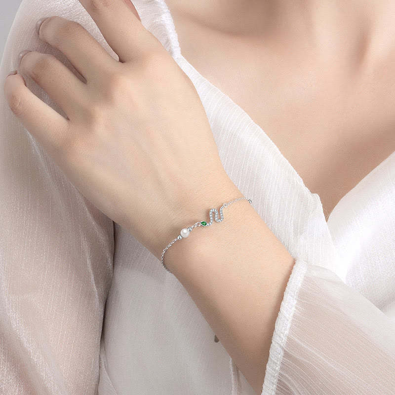 925 Sterling Silver Pearl Year Of The Snake Blessing Bracelet