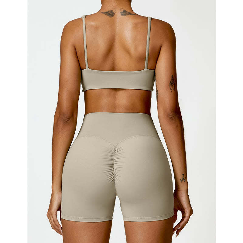 Gym Sports Yoga Backless Bra Crop Tank Top Shorts