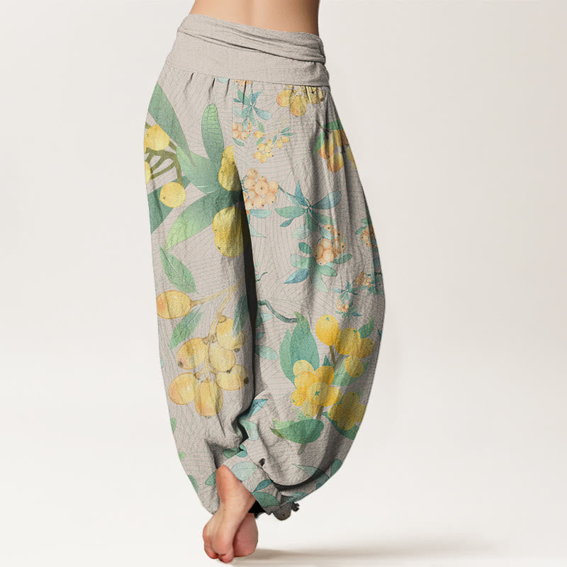 Casual Loquat Pattern Women's Elastic Waist Harem Pants