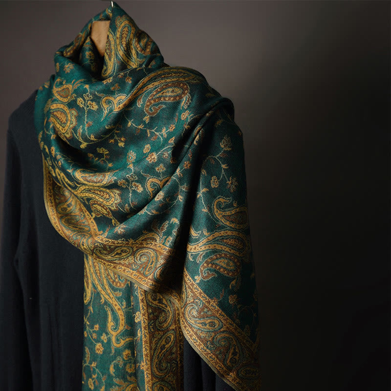 Tibetan Cashew Flower Vine Print Tassels Shawl Fall Winter Soft Scarf Wrap