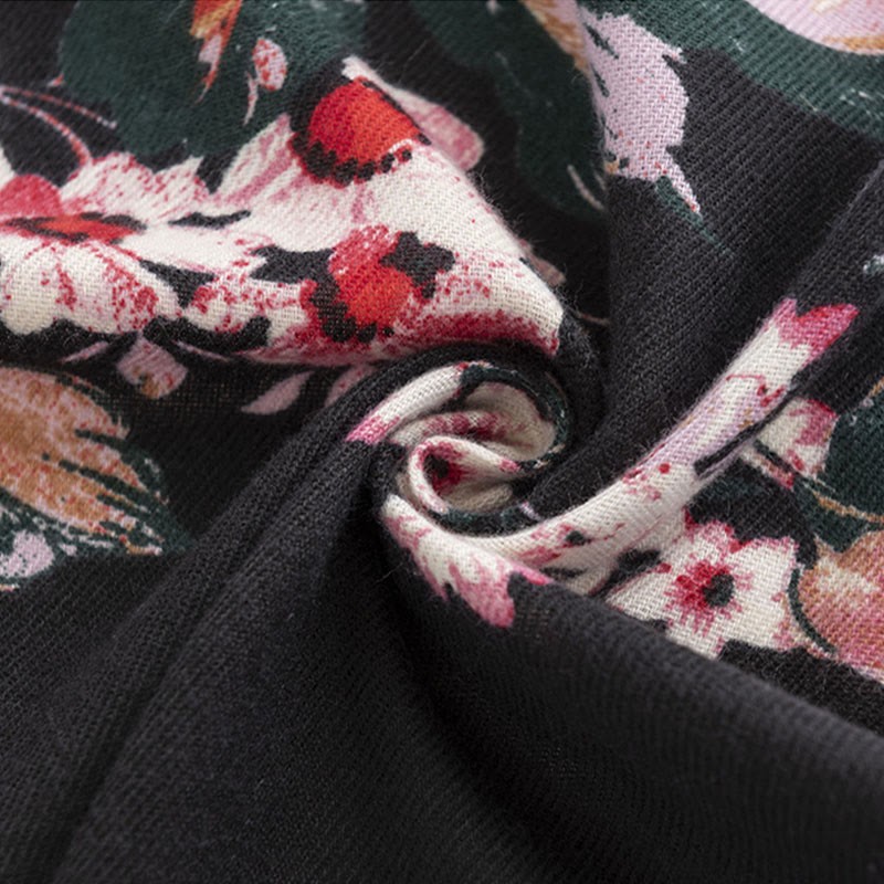 Tibetan Blooming Rose Peony Flower Print Shawl Fall Winter Cozy Warm Scarf Wrap