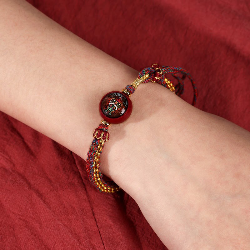 Colorful Rope Cinnabar Thangka Blessing Braided Bracelet