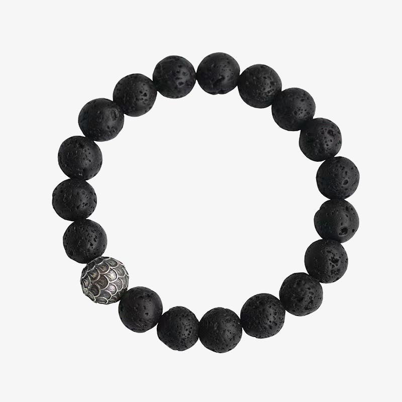 Lava Rock Fish Scales Bead Healing Bracelet