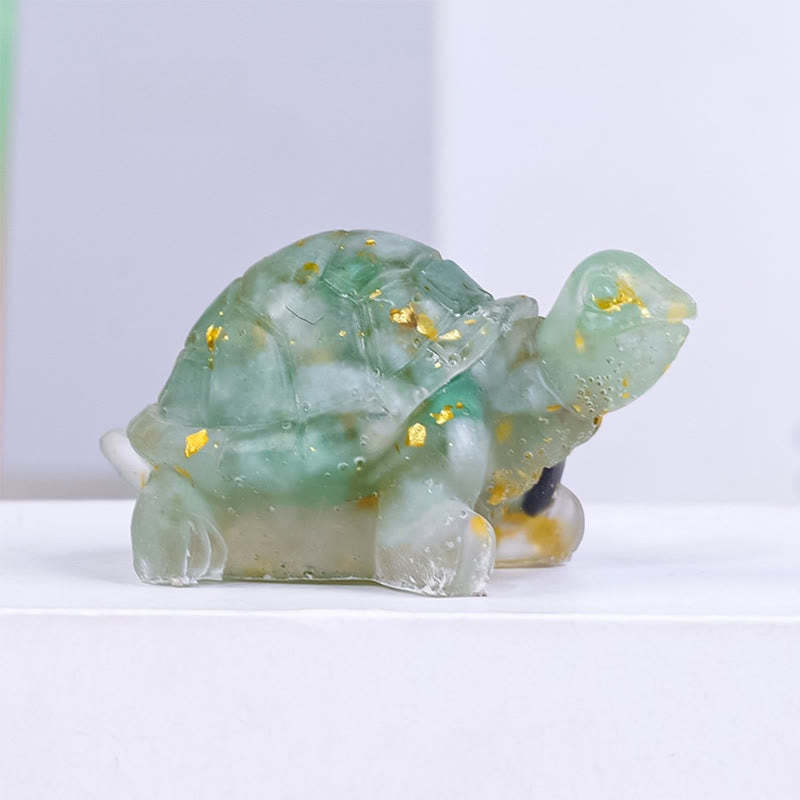 Natural Crystal Gravel Drip Resin Small Turtle Decoration Statue