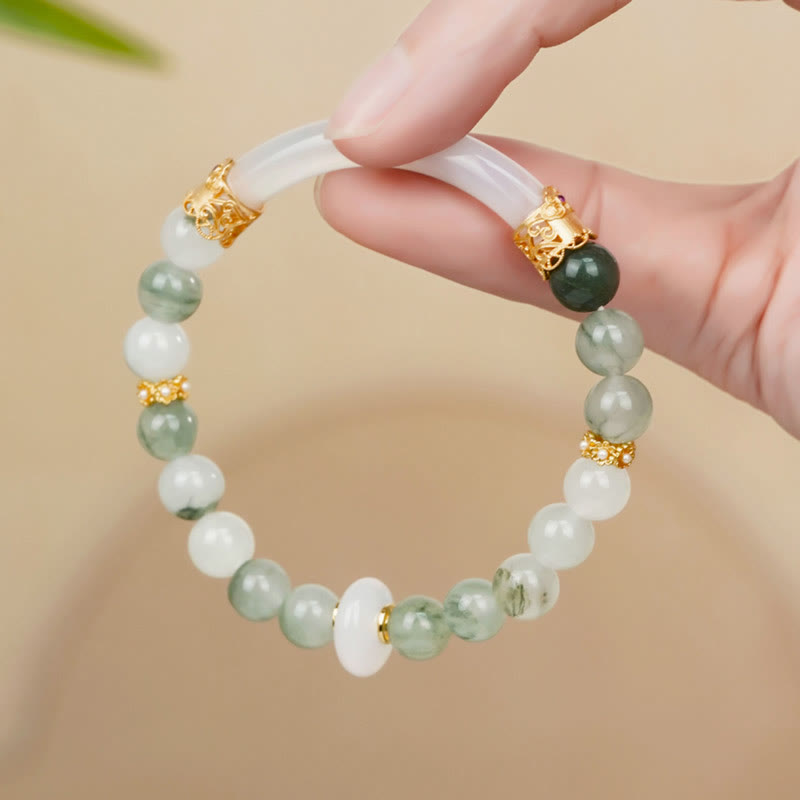Natural Tianshan Jade Chalcedony Luck Bracelet