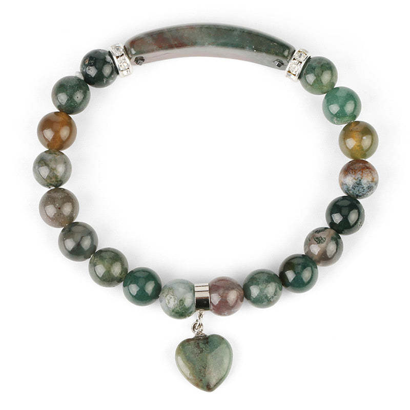 Natural Quartz Love Heart Healing Beads Bracelet
